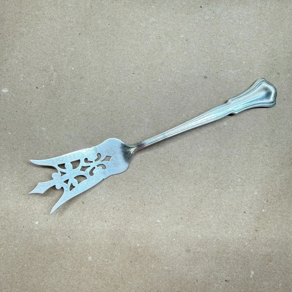 Antique Sterling Silver Pierced Sardine Serving Fork PAT 1903 50.6g Lovely Piece